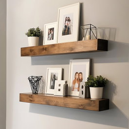 Hanah Home Raf273 Estantería de Pared de Madera Maciza (2 piezas)